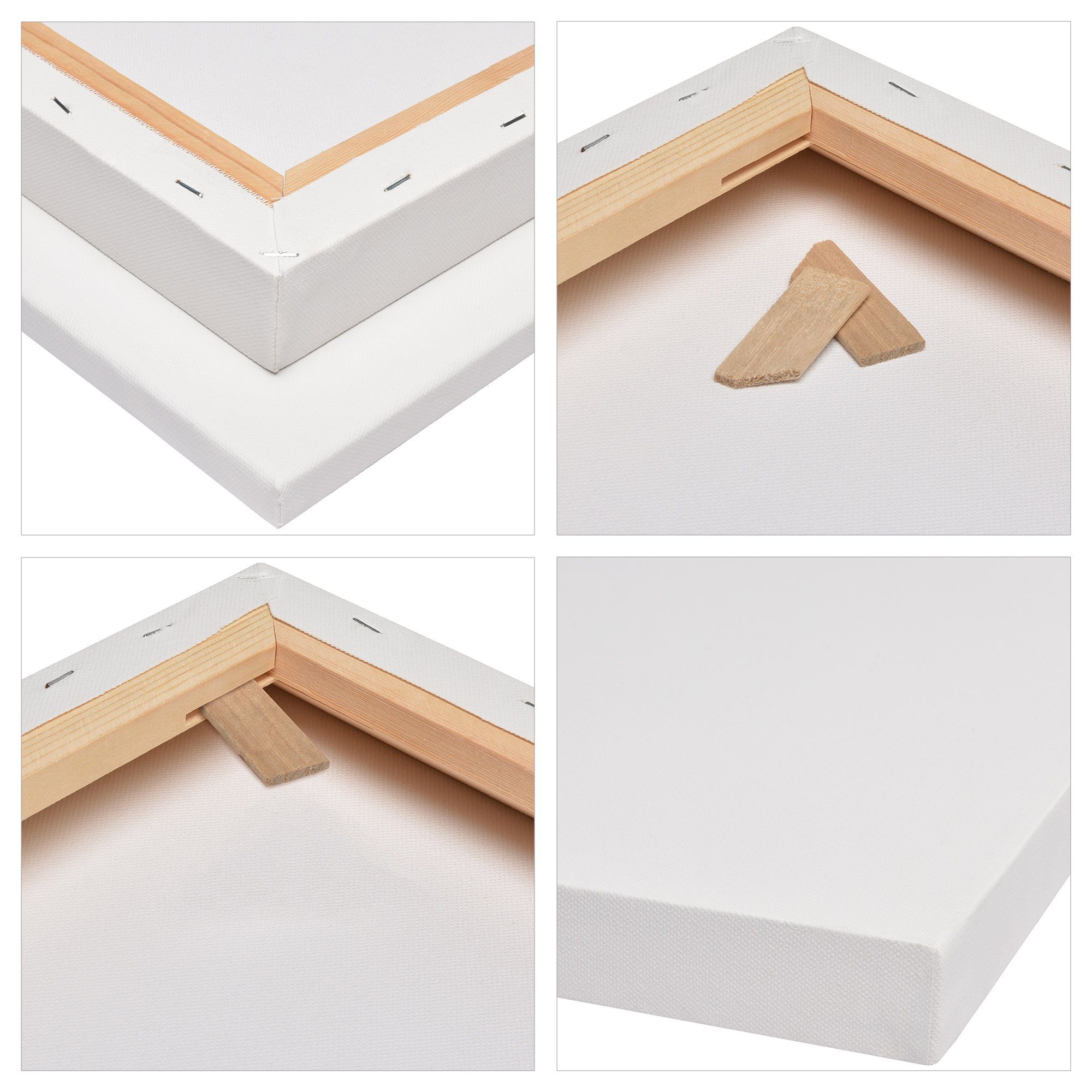 Artina Keilrahmen Keilrahmen Leinwand Premium 3D, 24x30cm, 2er Set, 380 g/m², verzugsfrei,3-fach weiß vorgrundiert,Premium Qualität, 100% Baumwolle