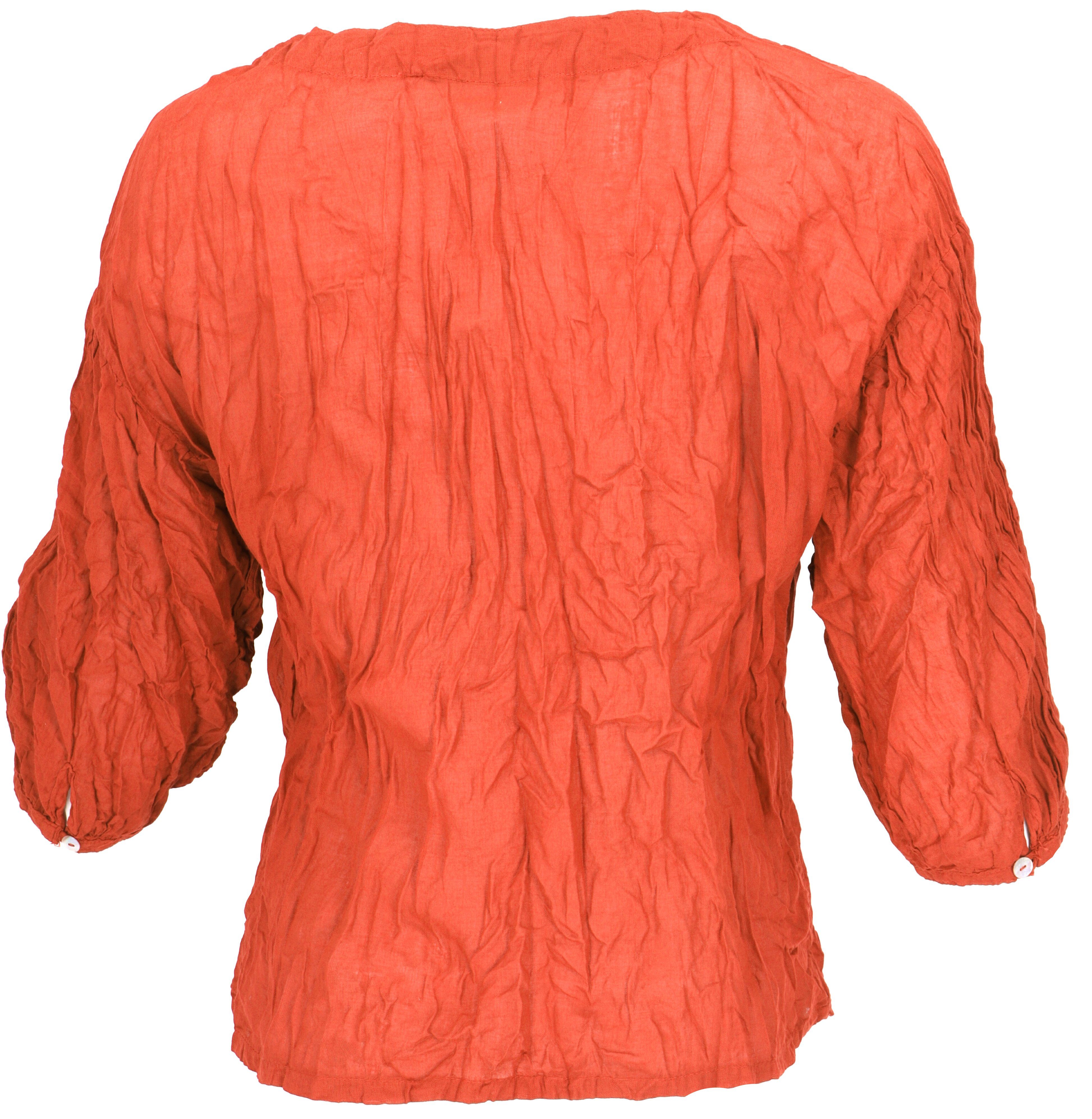 Crash orange alternative Bekleidung Longbluse Blusenshirt, Boho Blusentop.. Krinkelbluse, Guru-Shop