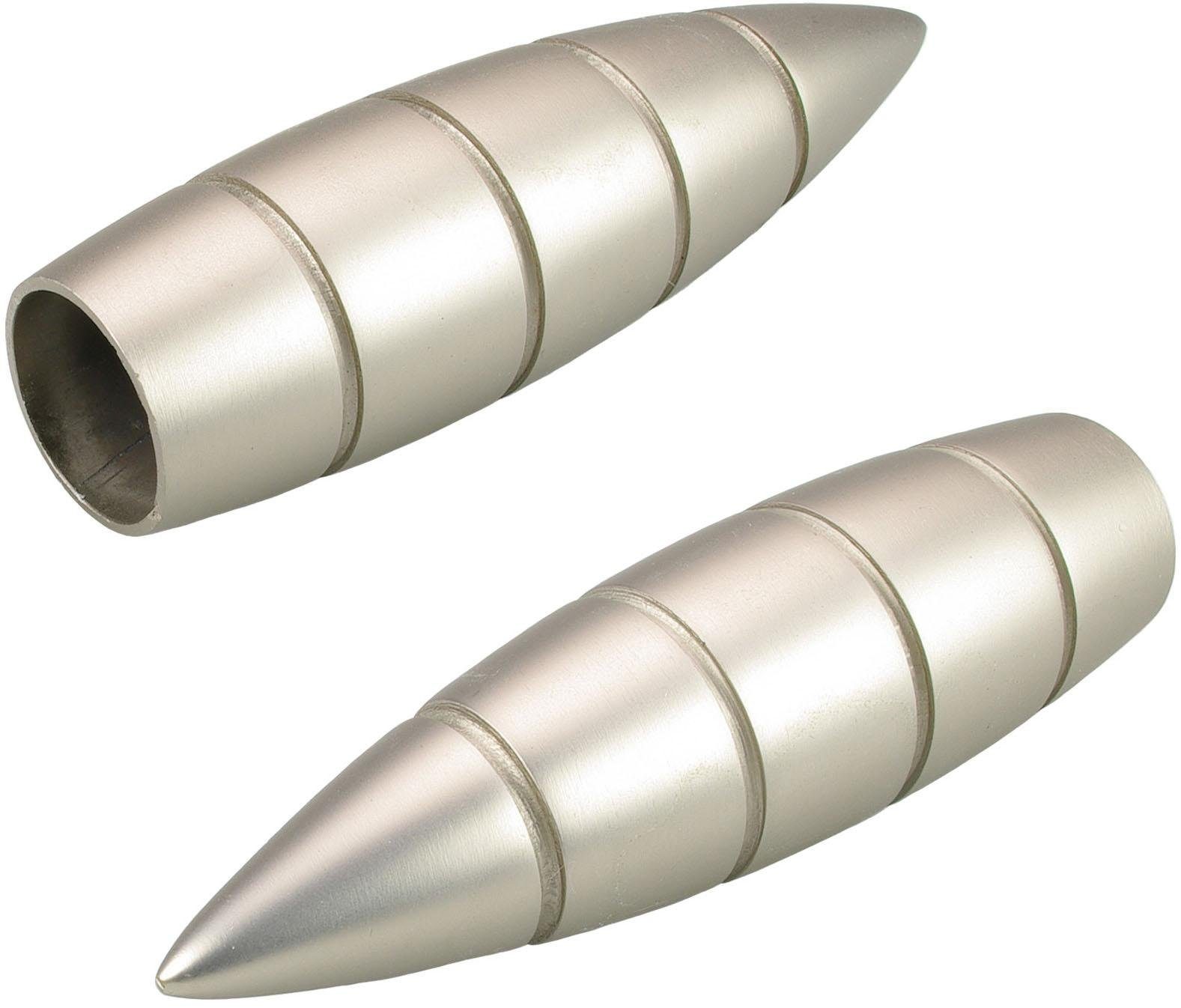 Gardinenstangen-Endstück Bullet mit Rille, Liedeco, Gardinen, (Set, 2-St), für Gardinenstangen Ø 16 mm