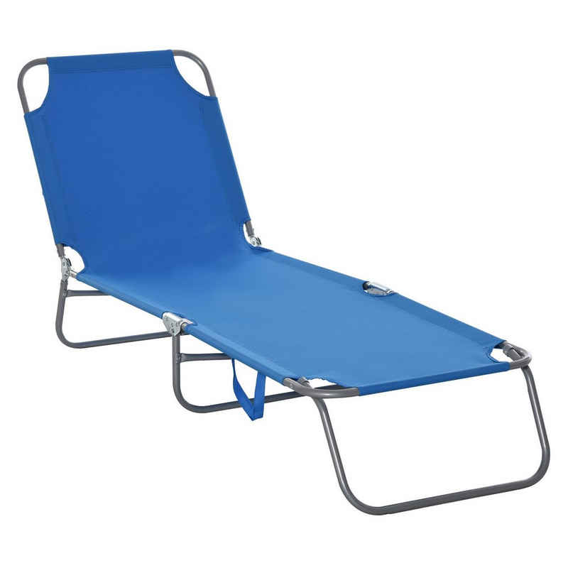 Outsunny Gartenliege Sonnenliege klappbarer Liegestuhl mit verstellbarer Rückenlehne, Campingliege, 1 St., Balkonliege, für Balkon, Terrasse, Oxford, Blau