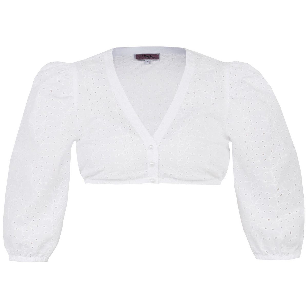 Dirndlbluse Damen 'Wallgau' 3/4 Arm, Weiß