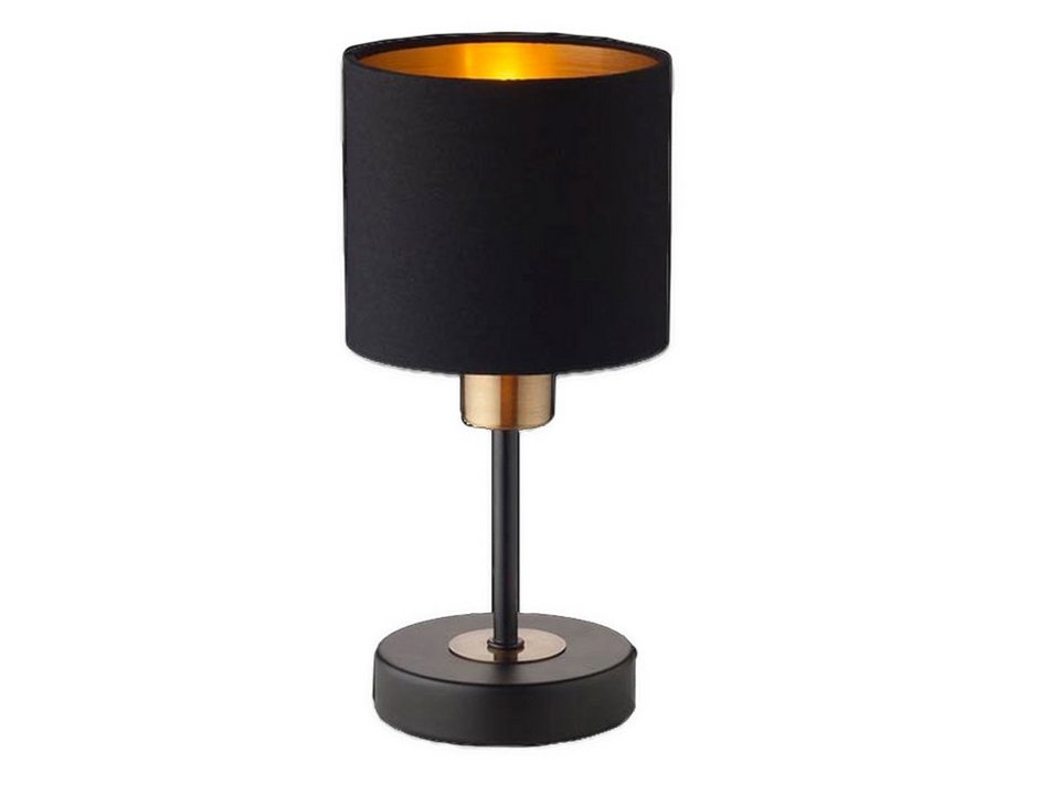 Lese Nacht Tisch Lampen Stoff schwarz/Gold Wohn Schlaf Zimmer Raum Beleuchtung