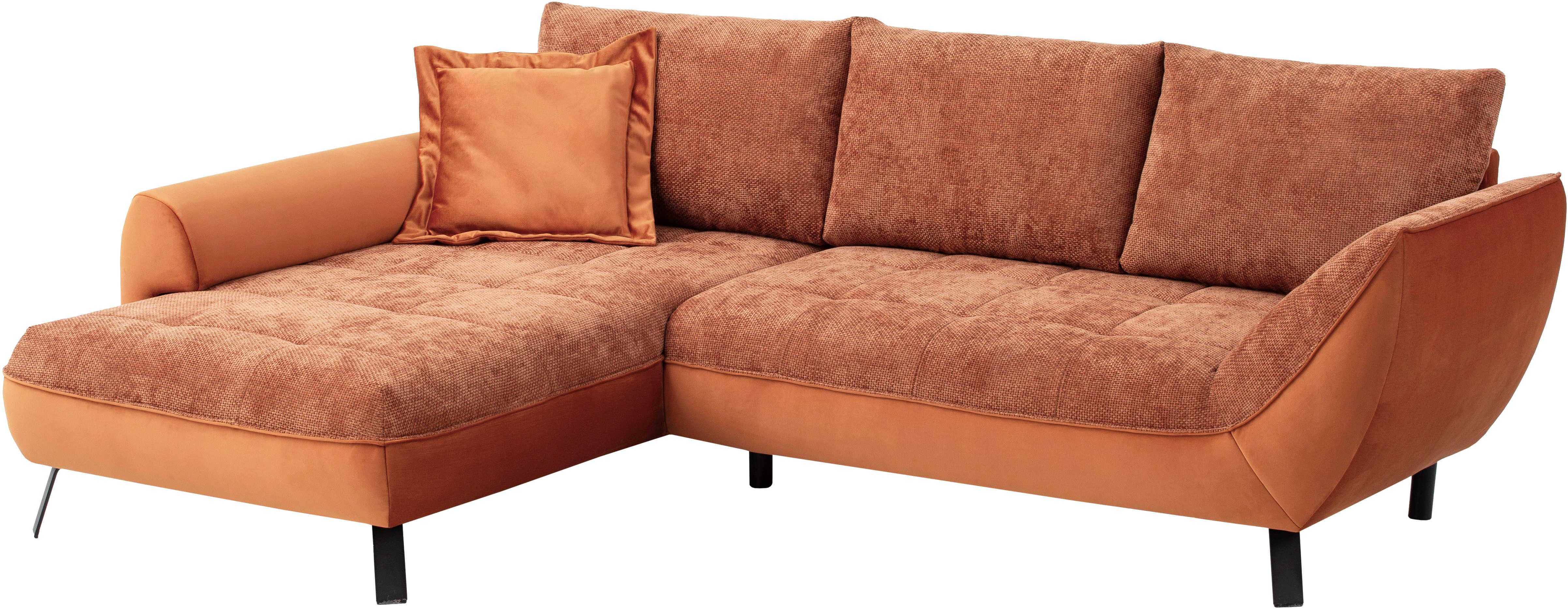 exxpo - sofa fashion Ecksofa Bellini, Materialmix oder komplett Struktur, Breite 268cm, bequem, bequem und modern, Materialmix, L-Form