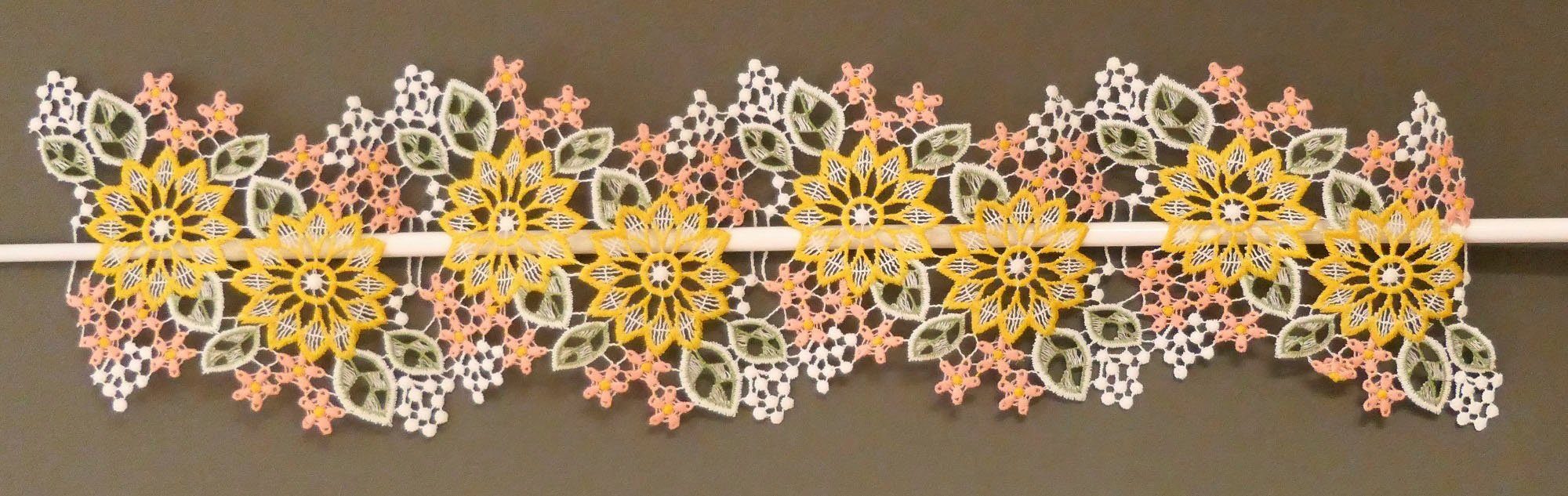 Stickereien Plauen Scheibengardine Blüten (1 St), Stangendurchzug, halbtransparent