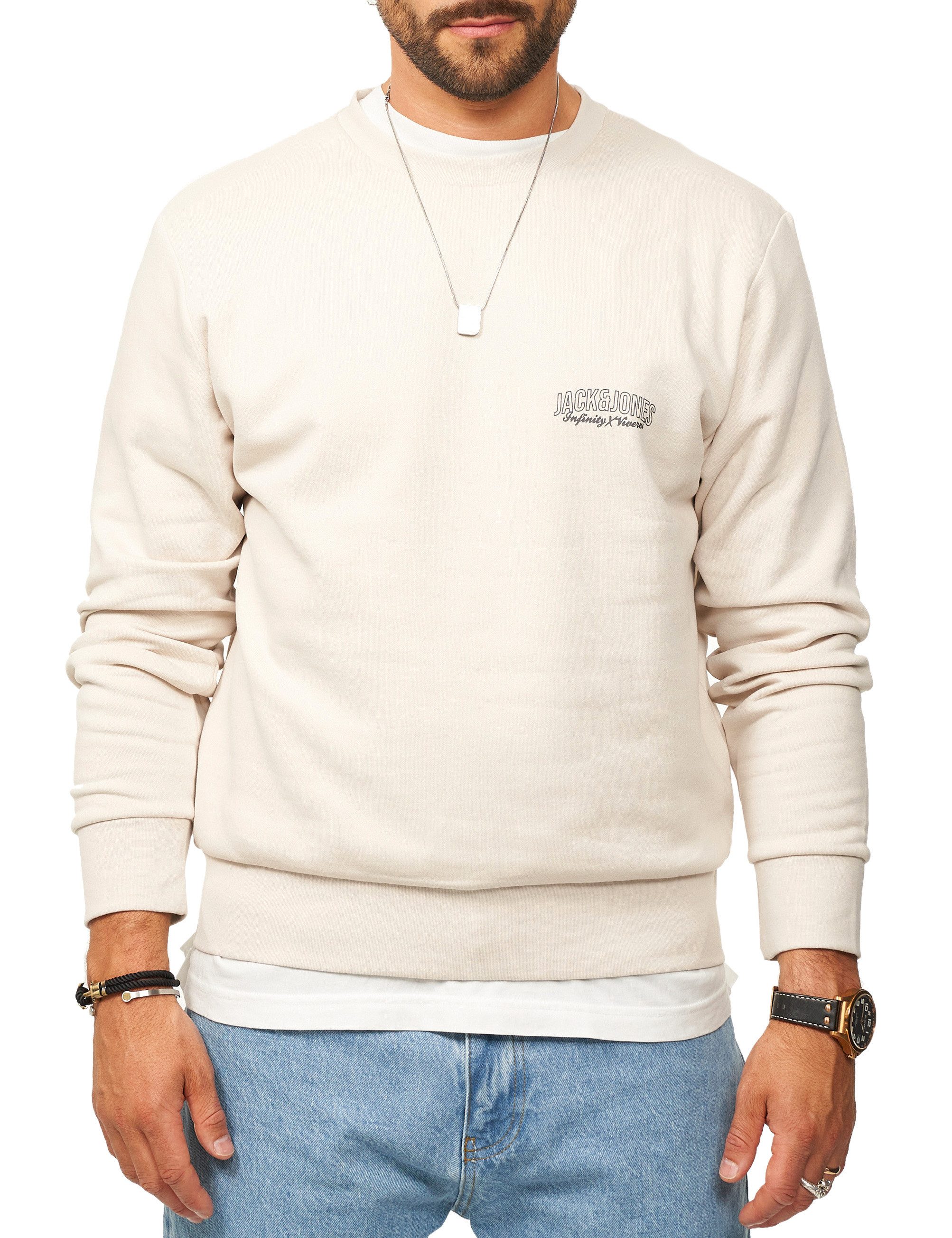 Jack & Jones Sweatshirt Rundhalspullover als Crew Neck im Regular Fit Herren Pullover mit Logopatch