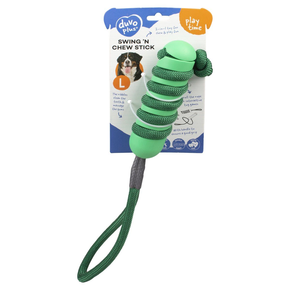 DUVO+ Zerrspielzeug Hundespielzeug Swing 'n Chew Stick grün