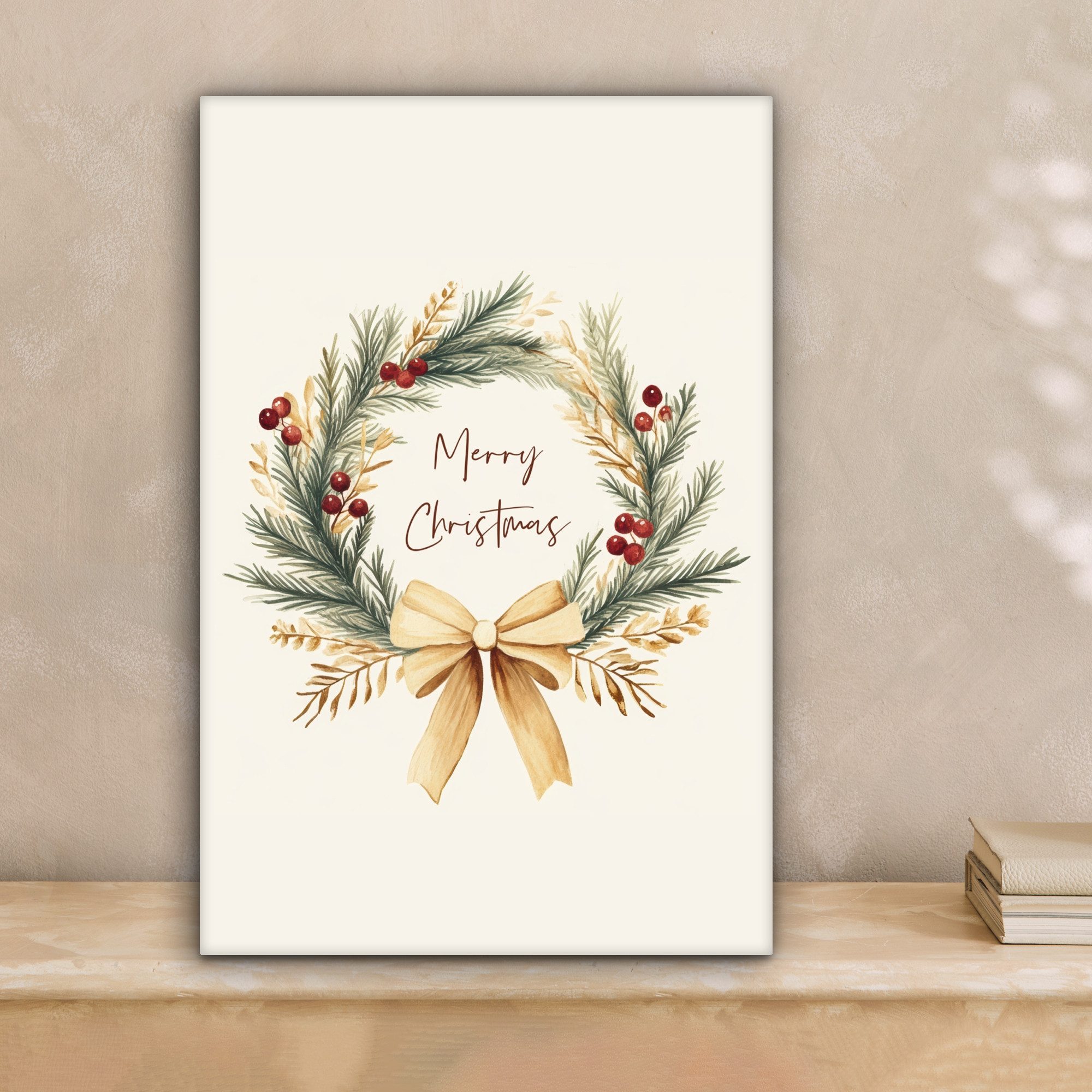 OneMillionCanvasses® Leinwandbild Weihnachtskranz - Weihnachten - Gold - Be günstig online kaufen