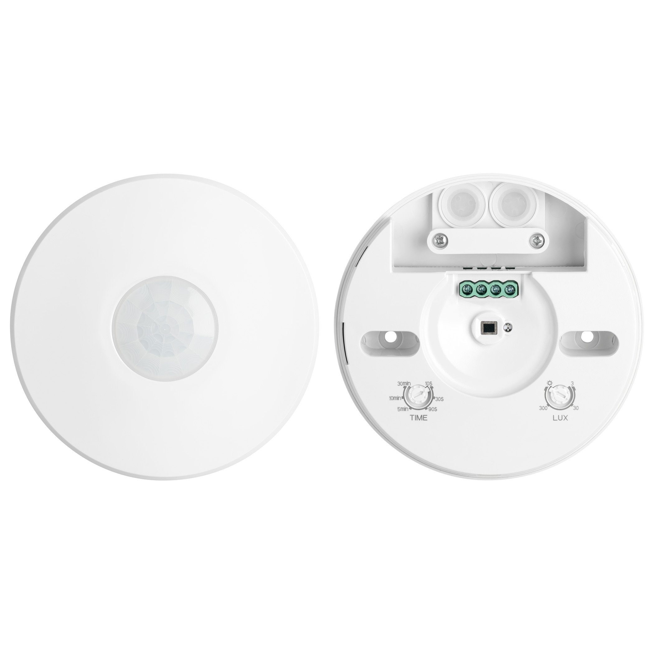 SEBSON Bewegungsmelder Infrarot Sensor Aufputz 8m 360° Präsenzmelder Innen Außen 109x24mm, Programmierbar, LED geeignet 1.000W, Deckenmontage, Rund, 3-Draht