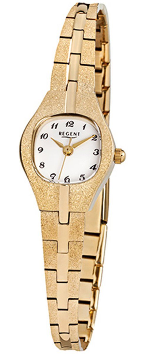 Regent Quarzuhr (ca. Regent Damen-Armbanduhr Analog 18x23mm), F-308, klein Damen Edelstahl, ionenplattiert gold Armbanduhr eckig