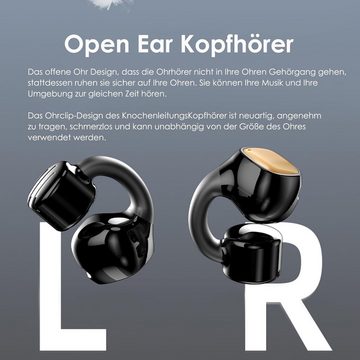 Xmenha Leicht und anpassungsfähig Open-Ear-Kopfhörer (4 Mikrofone, Geräuschunterdrückung für erstklassige Anrufe und HIFI-Klang., Lang anhaltende Hält den Gehörgang frei, fördert Umgebungsbewusstsein)