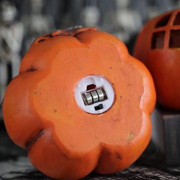 GelldG Laterne Halloween Kürbis Lampe Harz Schädel auf Kürbis Laterne Garten Dekor