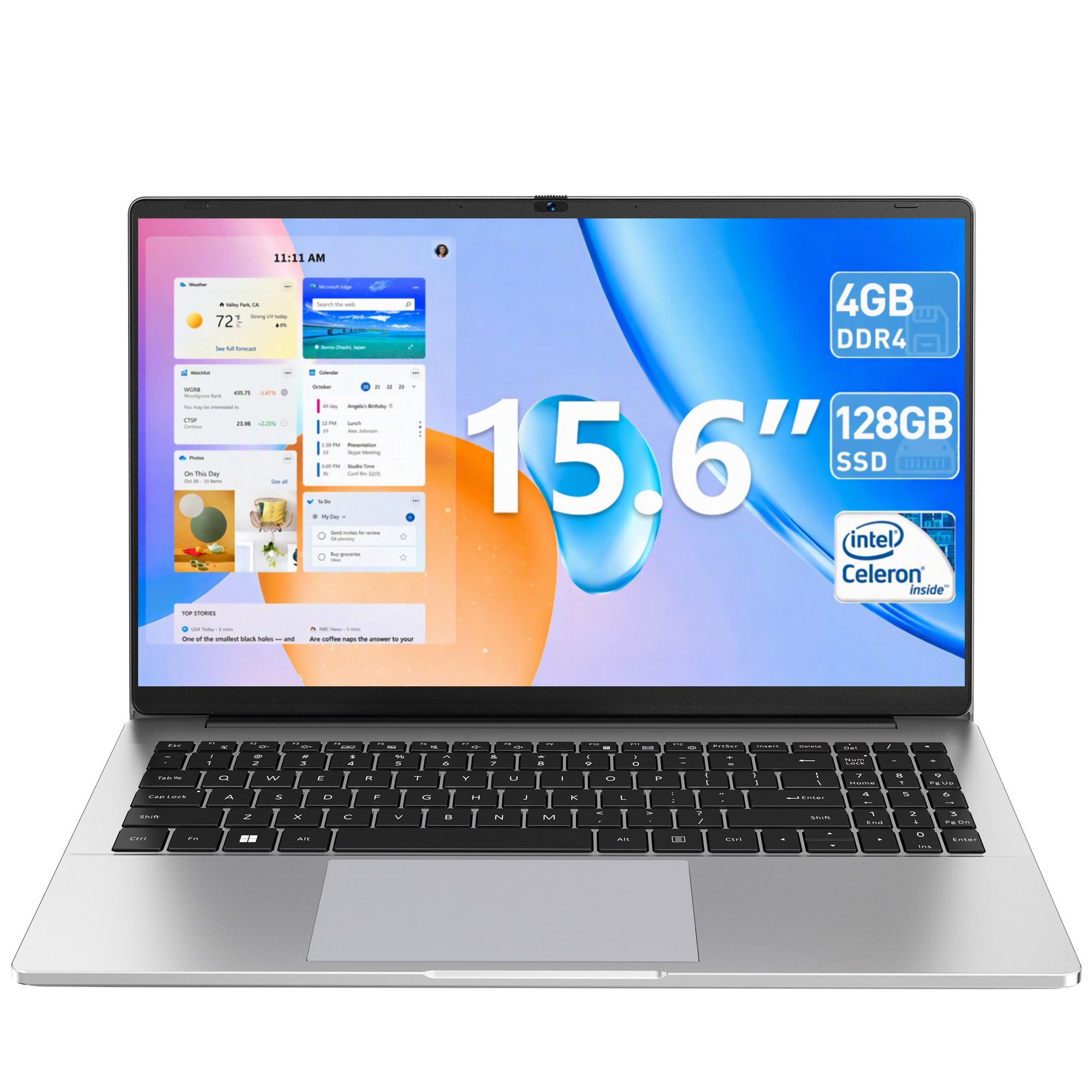 MENGHU 15,6 Zoll Laptop Windows 11, 4GB RAM 128GB SSD, Intel Dual-Core Notebook (Intel Celeron N4020, Intel® UHD Graphics 600, 4 GB, 128 GB SSD, Gemini Lake Refresh Intel® Celeron® Processor N Series)