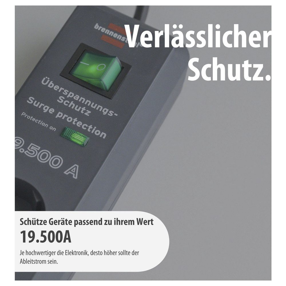 Brennenstuhl 6fach Überspannungsschutz-Steckdosenleiste 1159540366 Steckdosenleiste, Überspannungsschutz, mit Schalter, erhöhter Berührungsschutz – Bild 5 von 5