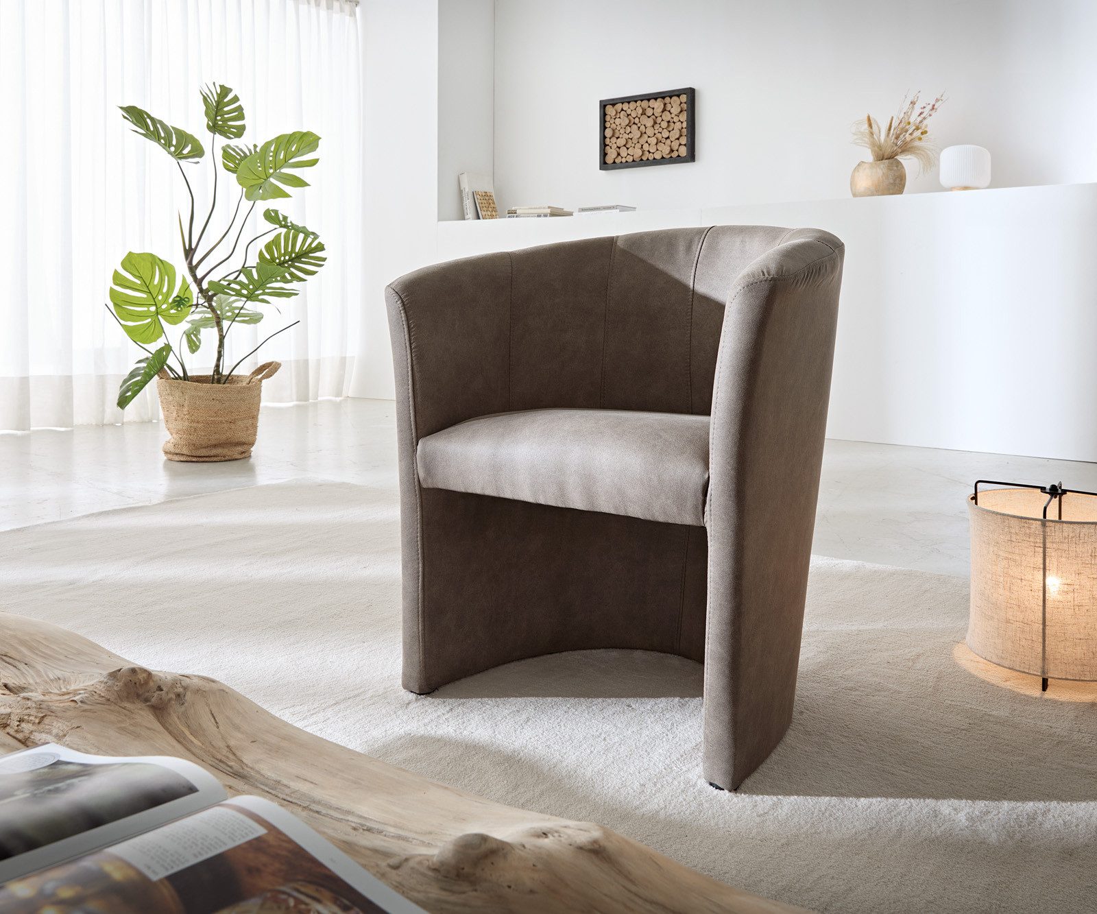 DELIFE Cocktailsessel Pieder, Taupe gepolstert Vintage günstig online kaufen