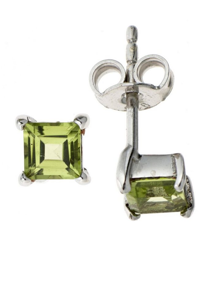 JOBO Paar Ohrstecker Ohrringe mit Peridot, 925 Silber