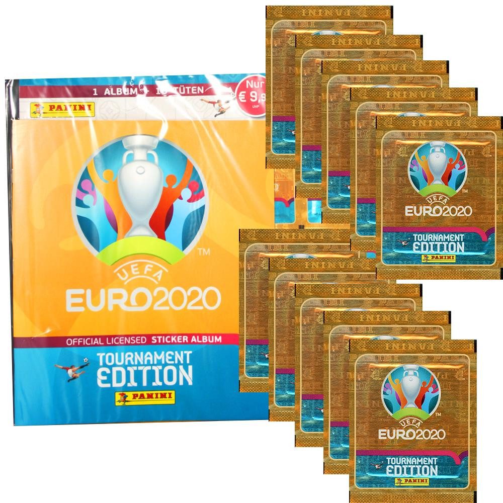 Sammelkarte Panini Euro 2020 Tournament 2021 Sammelsticker 1 Starter + 10 Tüten
