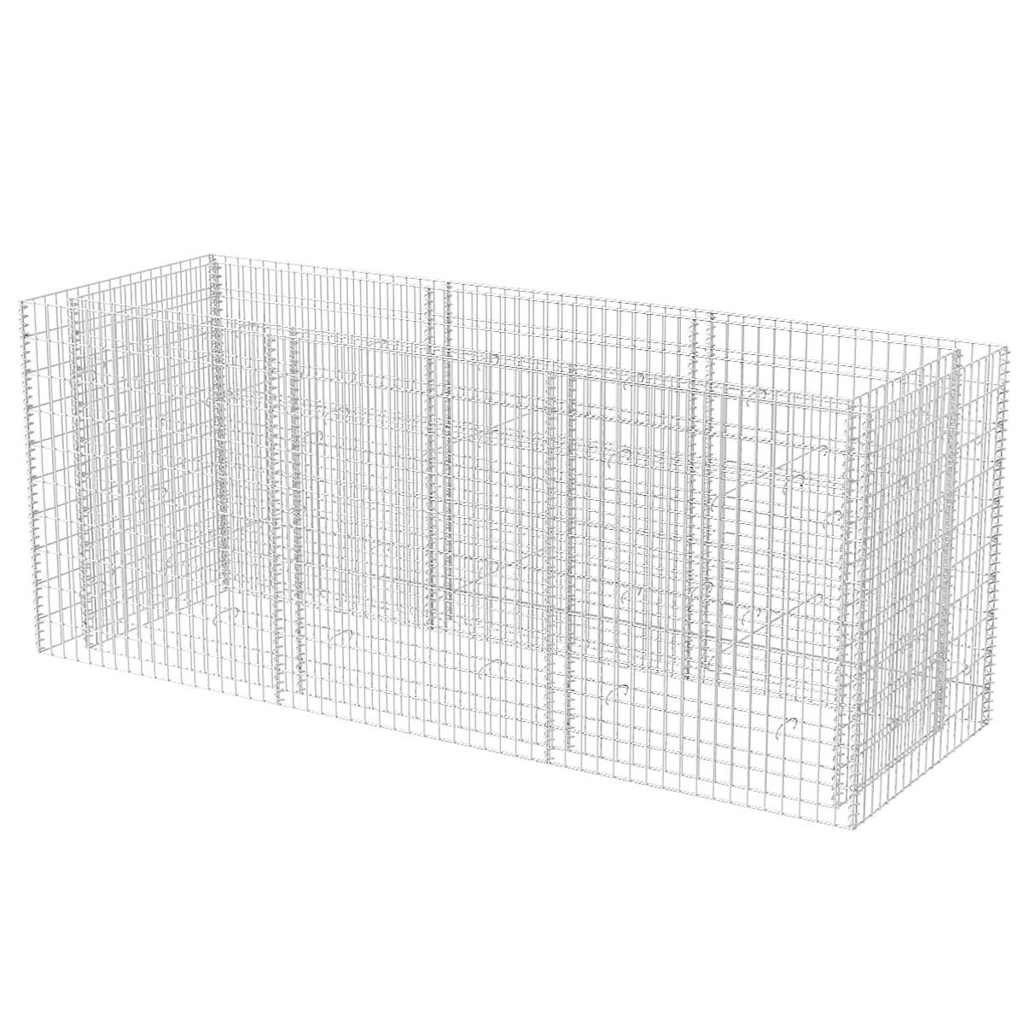 furnicato Hochbeet Gabionen-270x90x100 cm Silber Verzinkter Stahl, Witterungsbeständiges Pflanzbeet mit verstärktem Maschendrahtgitter