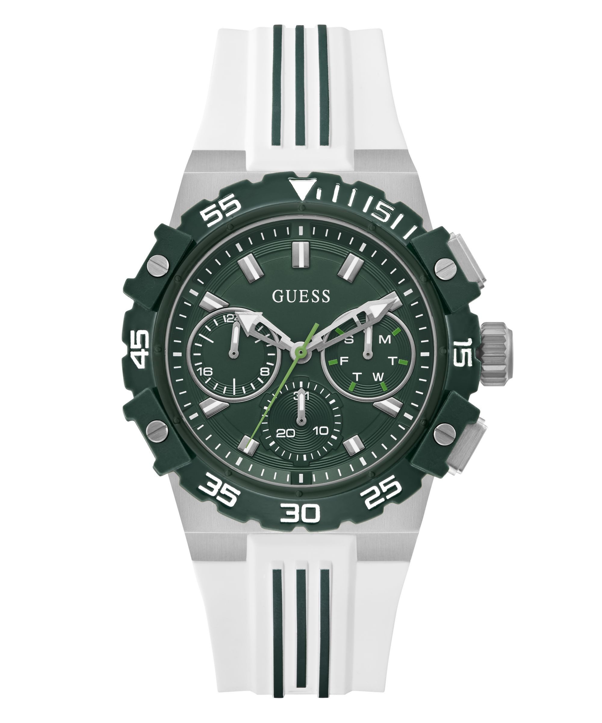 Guess Multifunktionsuhr FORE GW1059G1, Quarzuhr, Armbanduhr, Herrenuhr, Silikonarmband, analog, Wochentag