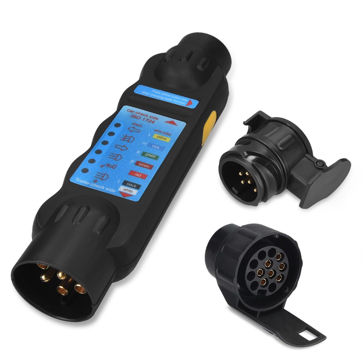 Anhängersteckdose Testgerät mit Prüfgerät und Adaptern, 7 zu 13 Pol Adapter