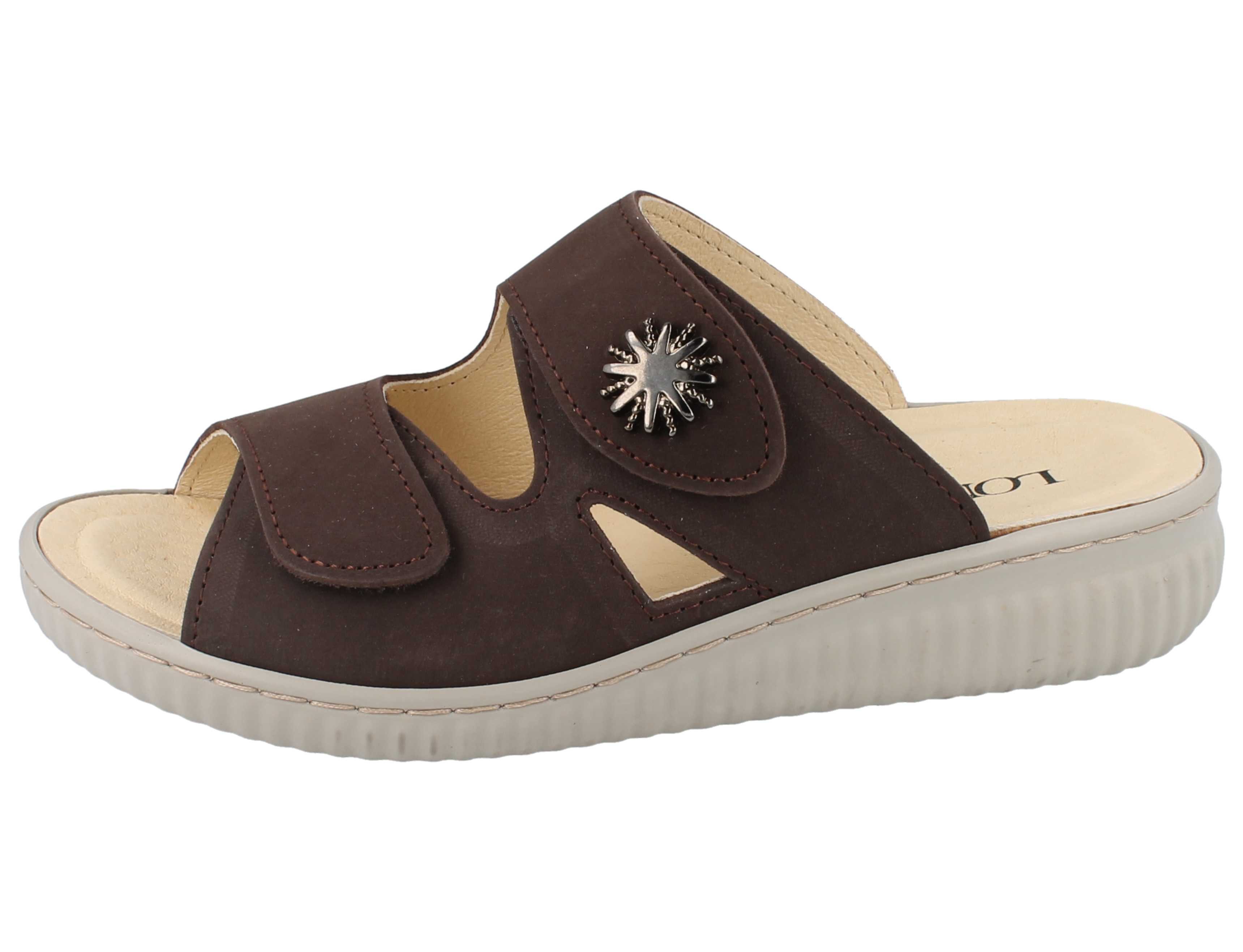 Longo LONGO Damen Pantolette braun choco Nubukleder - Größe: 41 Pantolette Wechselfußbett