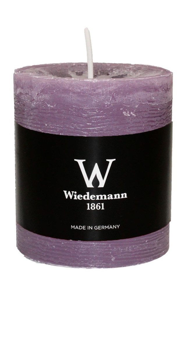 INNA-Glas Stumpenkerze AURORA, mauve, 8 cm, Ø6,8 cm, 34h - Made in Germany