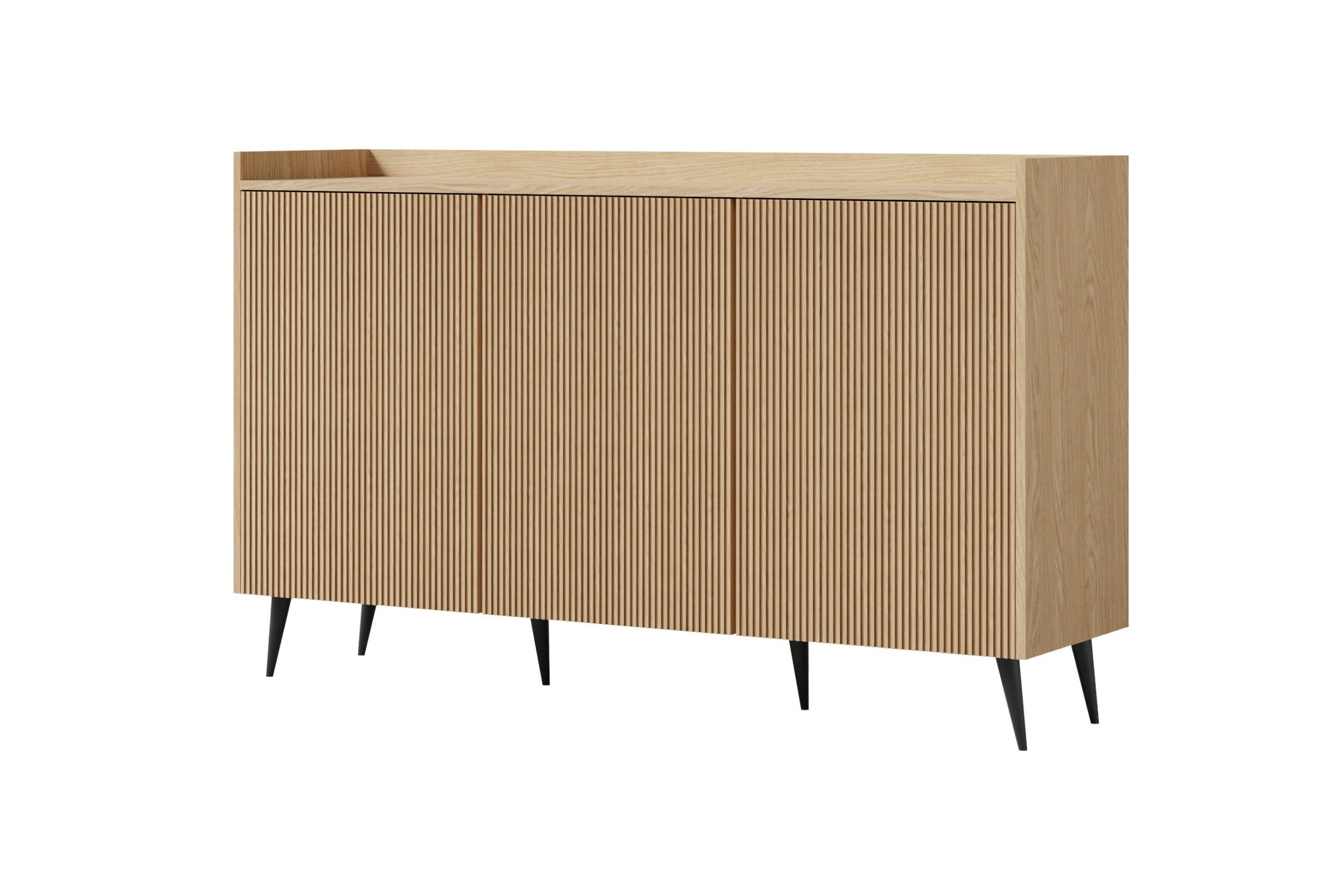Deine Möbel 24 Kommode DALIA 02 3-türig mit Riffelfront und Push-to-Open in Frühlingseiche (Set, 1 St., DALIA-Kollektion), Sideboard 150/92/41 cm