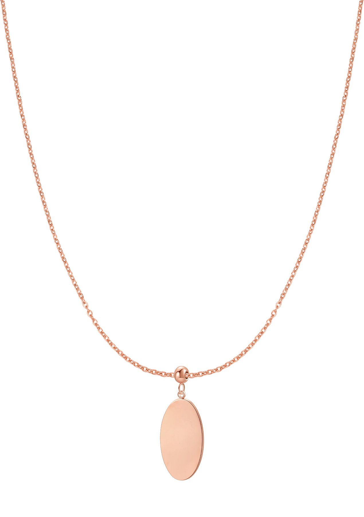 mit Roségold, Edelstahl Hey Plättchen 18K Happiness Kette Geschenk, wasserfest hängend Gravurkette Kette Personalisiert, Damen, Anhänger Gold Gravur Halskette oval