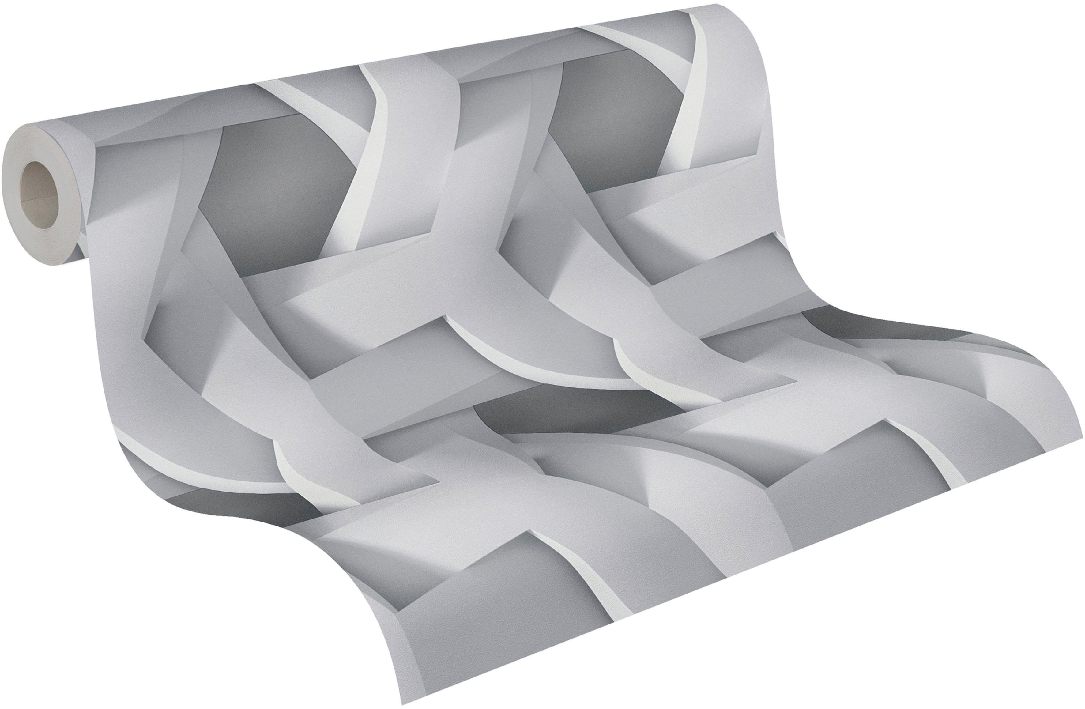 A.S. Création Vliestapete PintWalls 3D Optik, glatt, gemustert, matt, neutral, (1 St), mit Tiefenwirkung Tapeten Wohnzimmer Schlafzimmer Küche modern Design