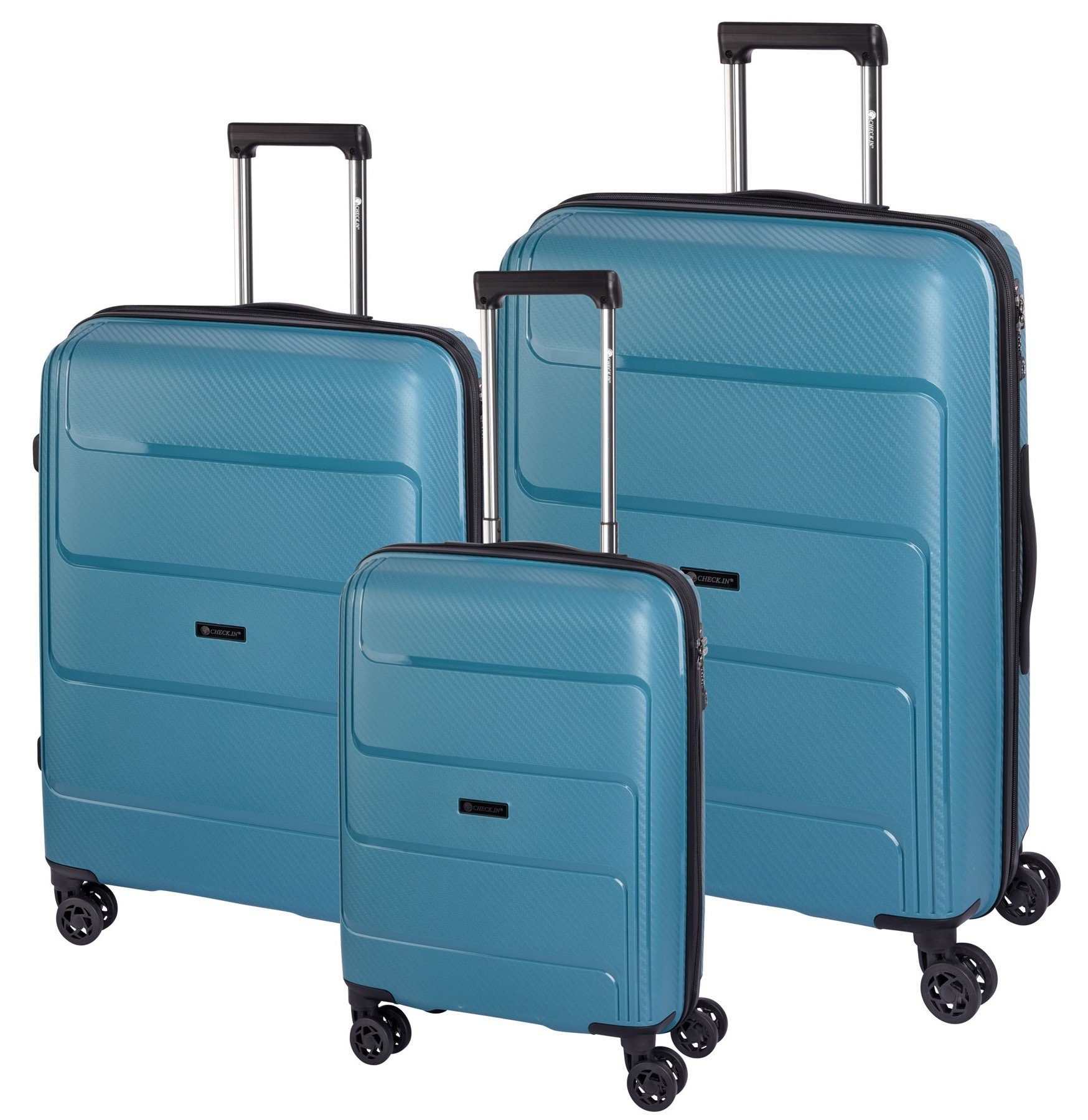 CHECK.IN® Trolleyset St. Louis, 4 Rollen, (Set, 3 tlg) petrol