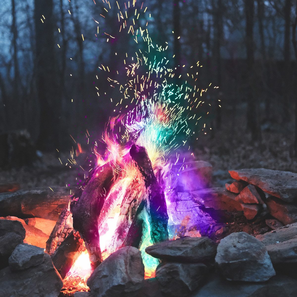 Navaris Feuerschalen-Bodenplatte Magic Fire Pulver Set, 10x Salz Päckchen für buntes Feuer, 10-St.