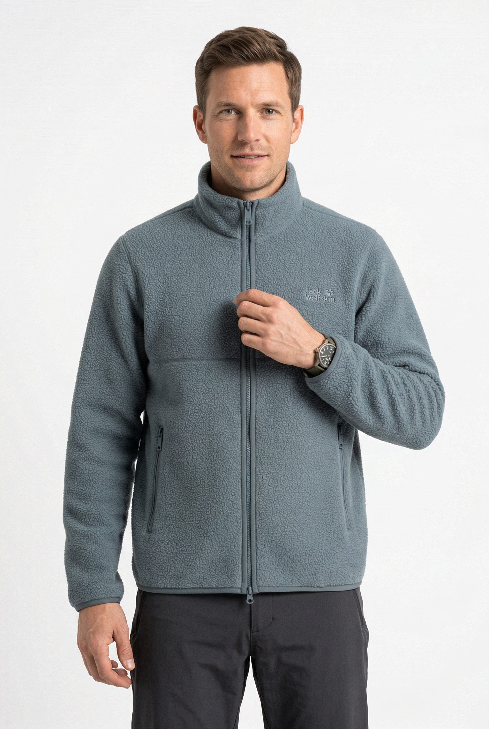 Jack Wolfskin Fleecejacke LITE CURL FZ M Langarm-Design mit Reißverschluss, wasserabweisend, windabweisend