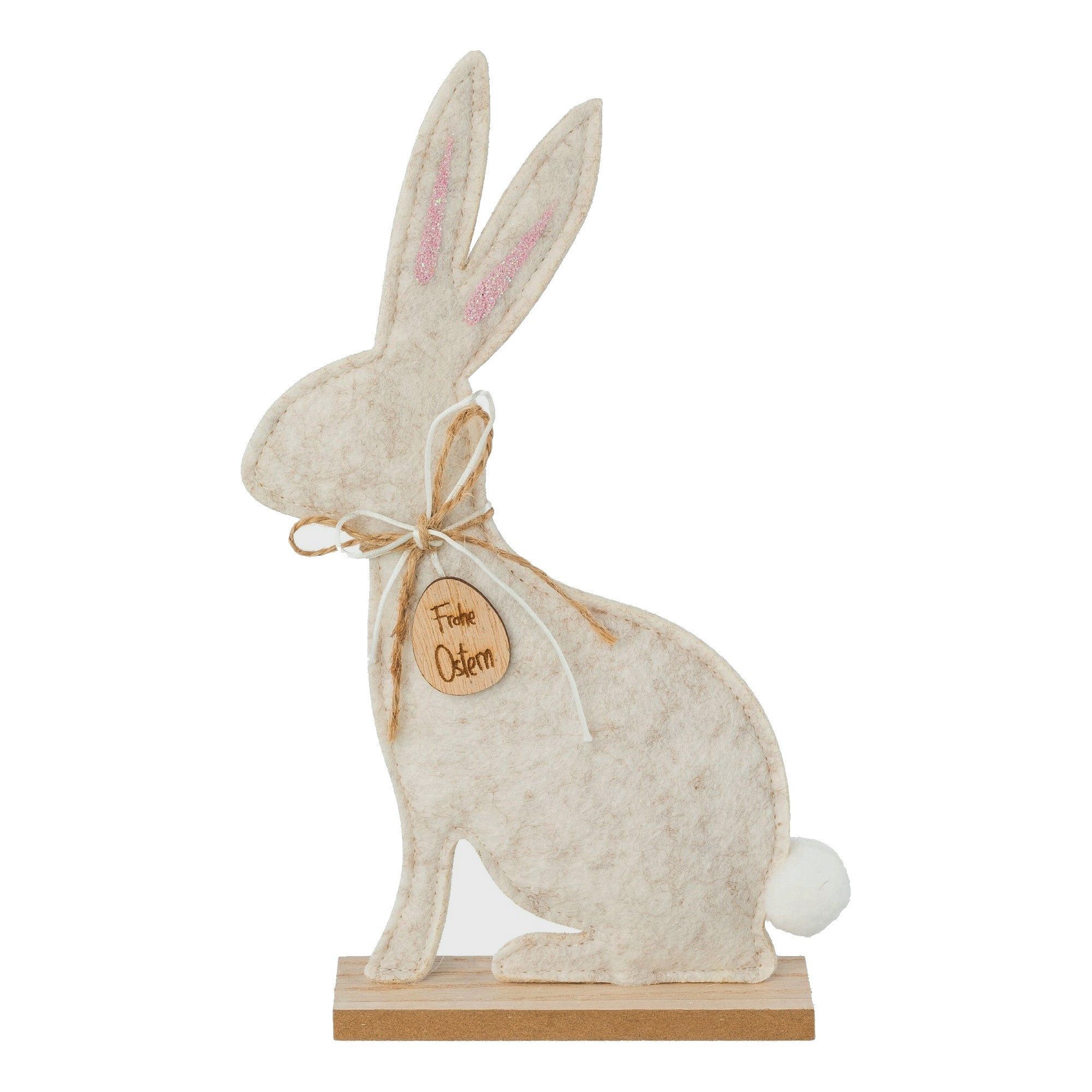 Dekoobjekt Filz HASE sitzend auf Holzbase, Ca 37cm. Deko Osterhase, Filzhase