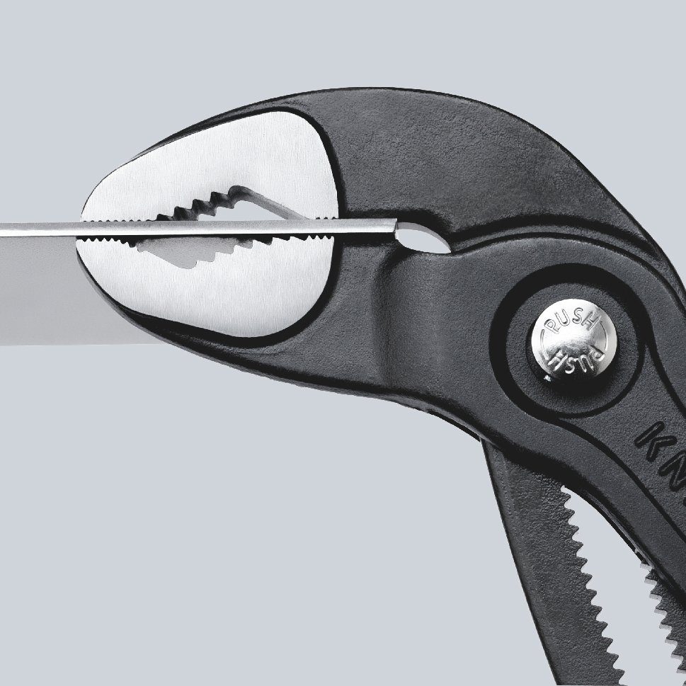 Knipex Wasserpumpenzange 87 01 250 Hightech, mm Kunststoff grau rutschhemmendem überzogen mit Cobra® 250 1-tlg., atramentiert