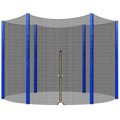Femor Trampolinnetz (Sicherheitsnetz, für Gartentrampoline Ø244/305/366 cm), UV-beständiges Trampolinnetz Ersatznetz mit Reißverschluss, Trampolinzubehör, geeignet für 6-8 Stangen