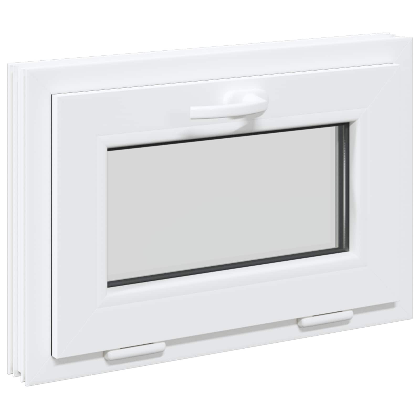 vidaXL Fenster Kellerfenster RISOR 60 x 40 cm PVC und Glas Weiß, (1 St)