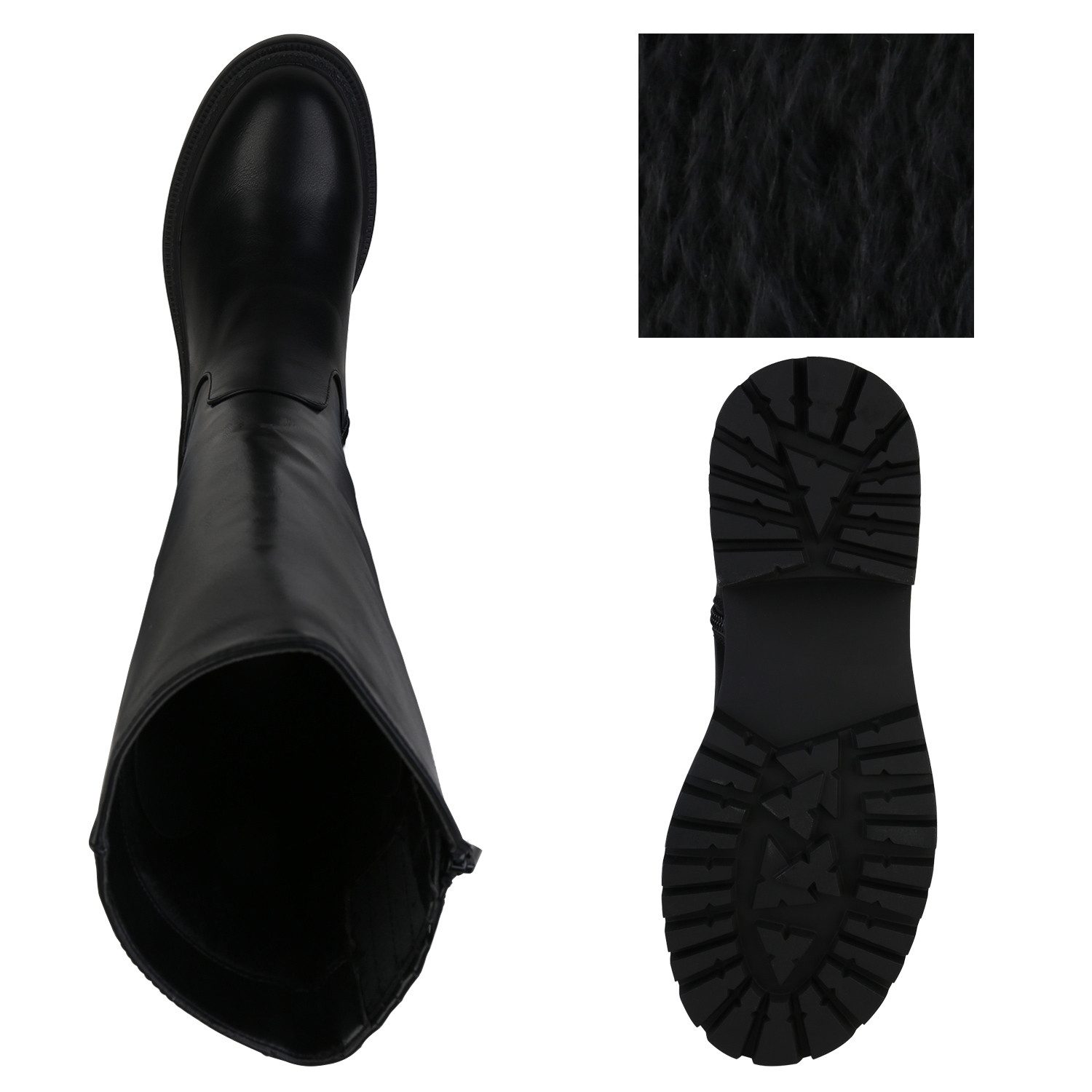 VAN HILL 839531 Plateaustiefel Damen Leicht Gefütterte Plateaustiefel Stiefel Profil-Sohle