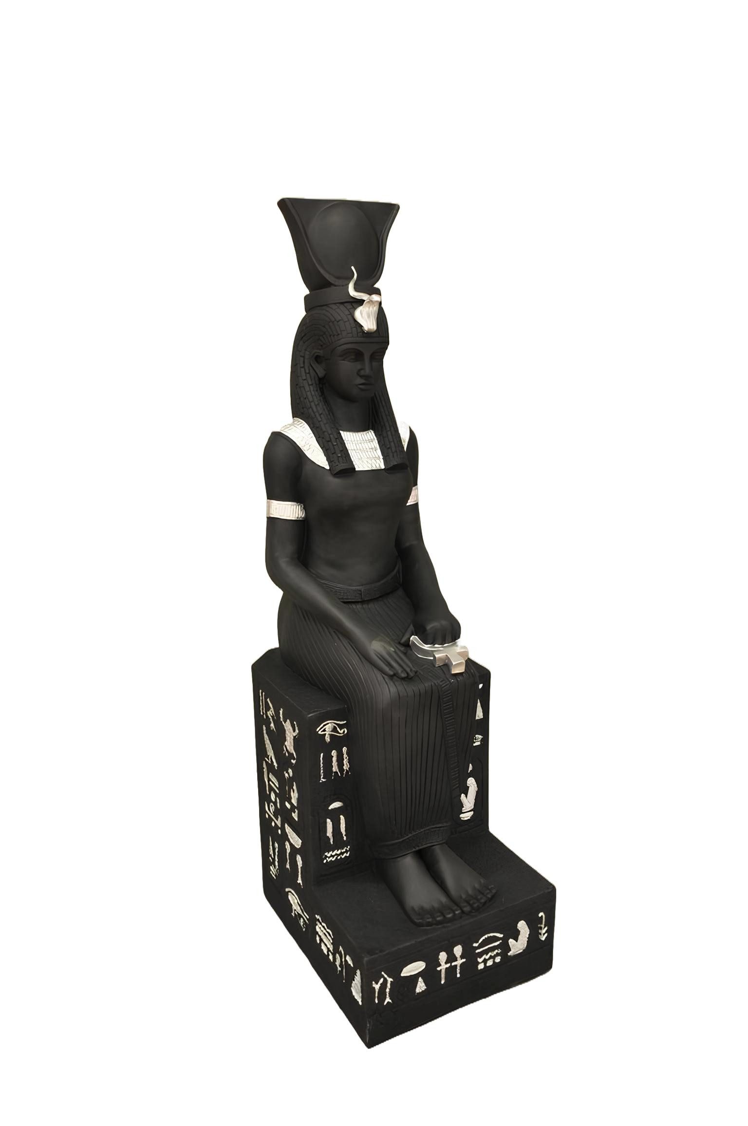 Xlmoebel Skulptur Ägyptische Pharao-Statue aus Kunststein, detailreich gestaltet (Göttin Isis sitzt 123 cm Hoch-Material: Acryl), Hergestellt in Europa