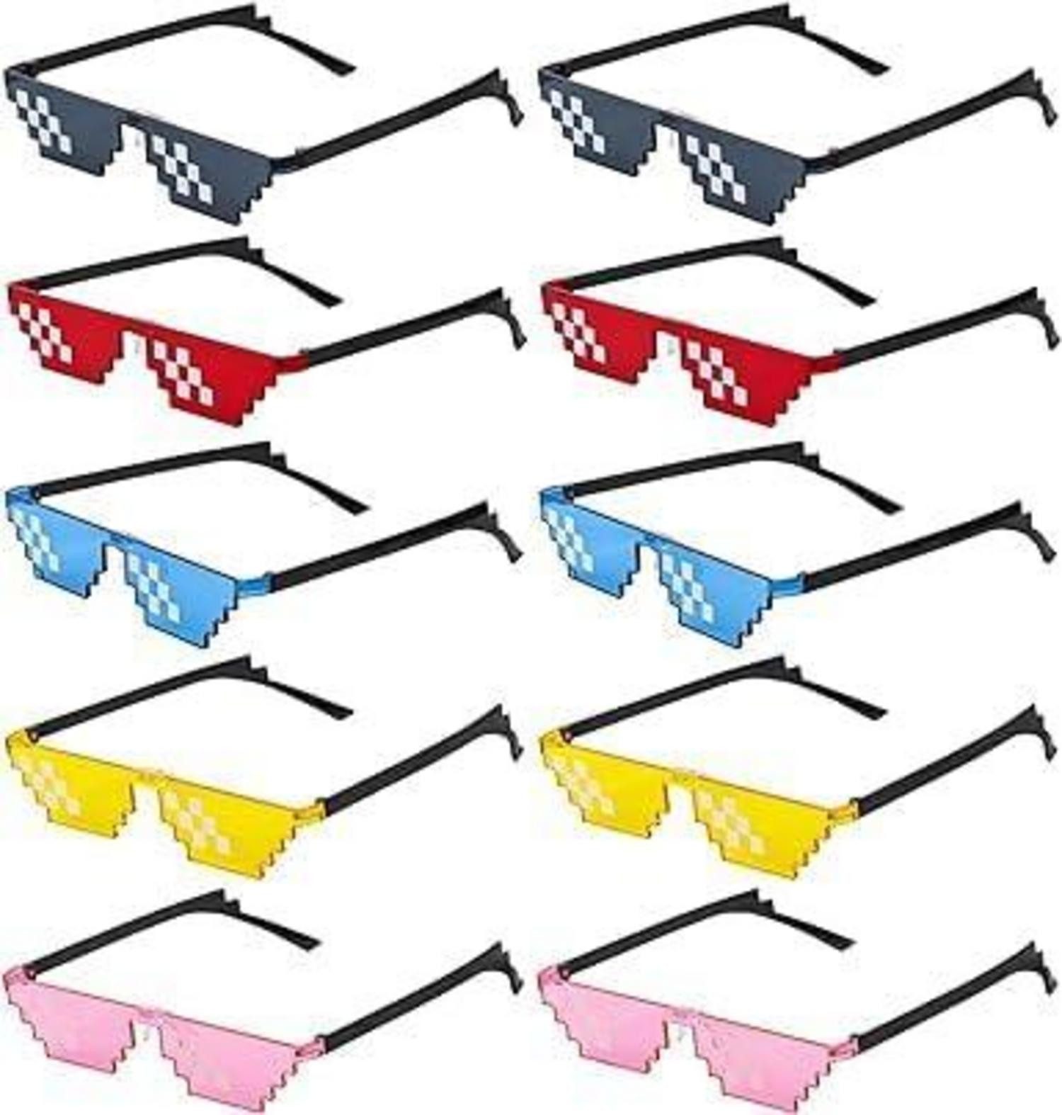 Dekohänger 10PC Thug Life Sonnenbrille Pixel Mosaik Brille Party Spaß Set