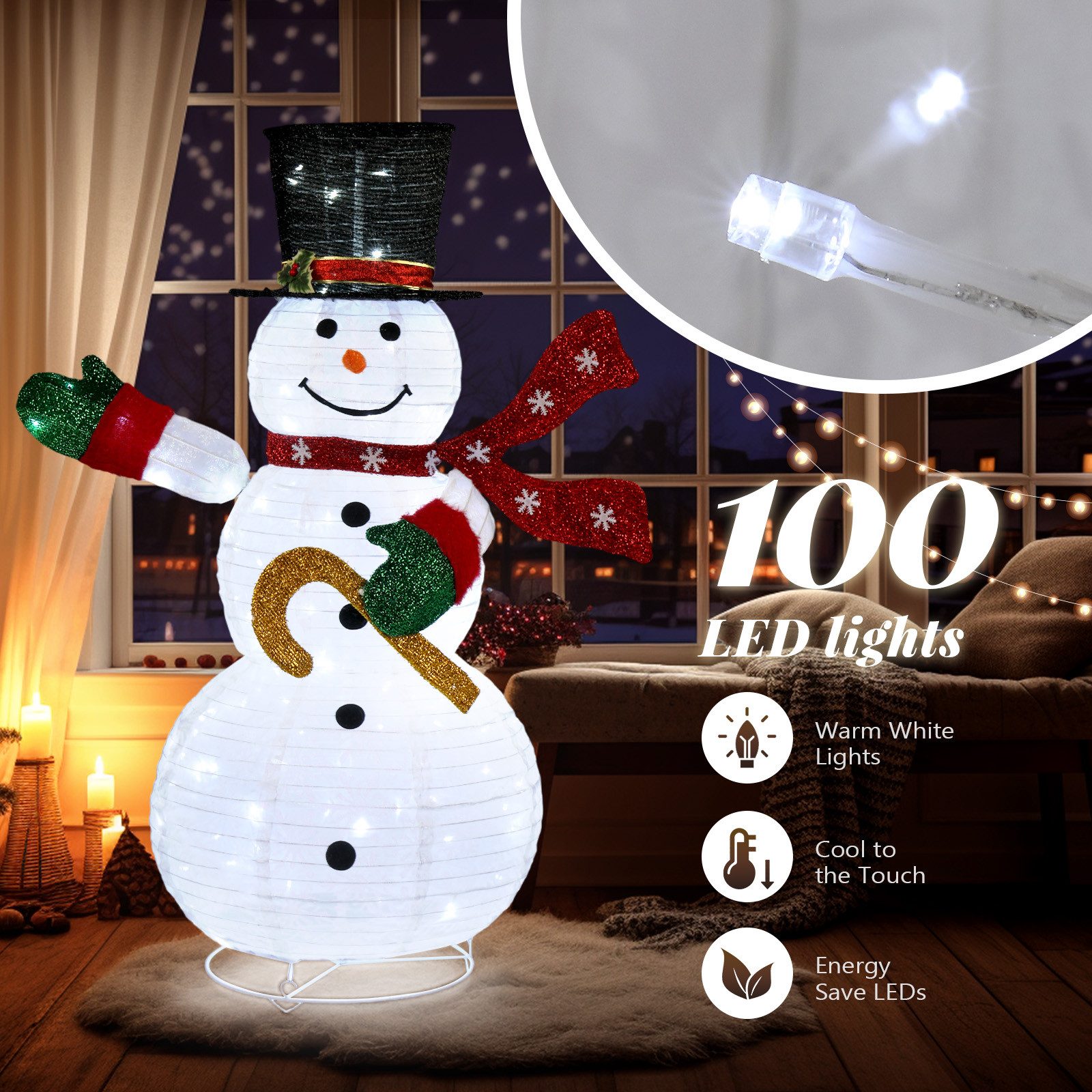 LALAHO Schneemann LED-Schneemann Weihnachten deko, 120cm mit 100 LEDs Weihn günstig online kaufen