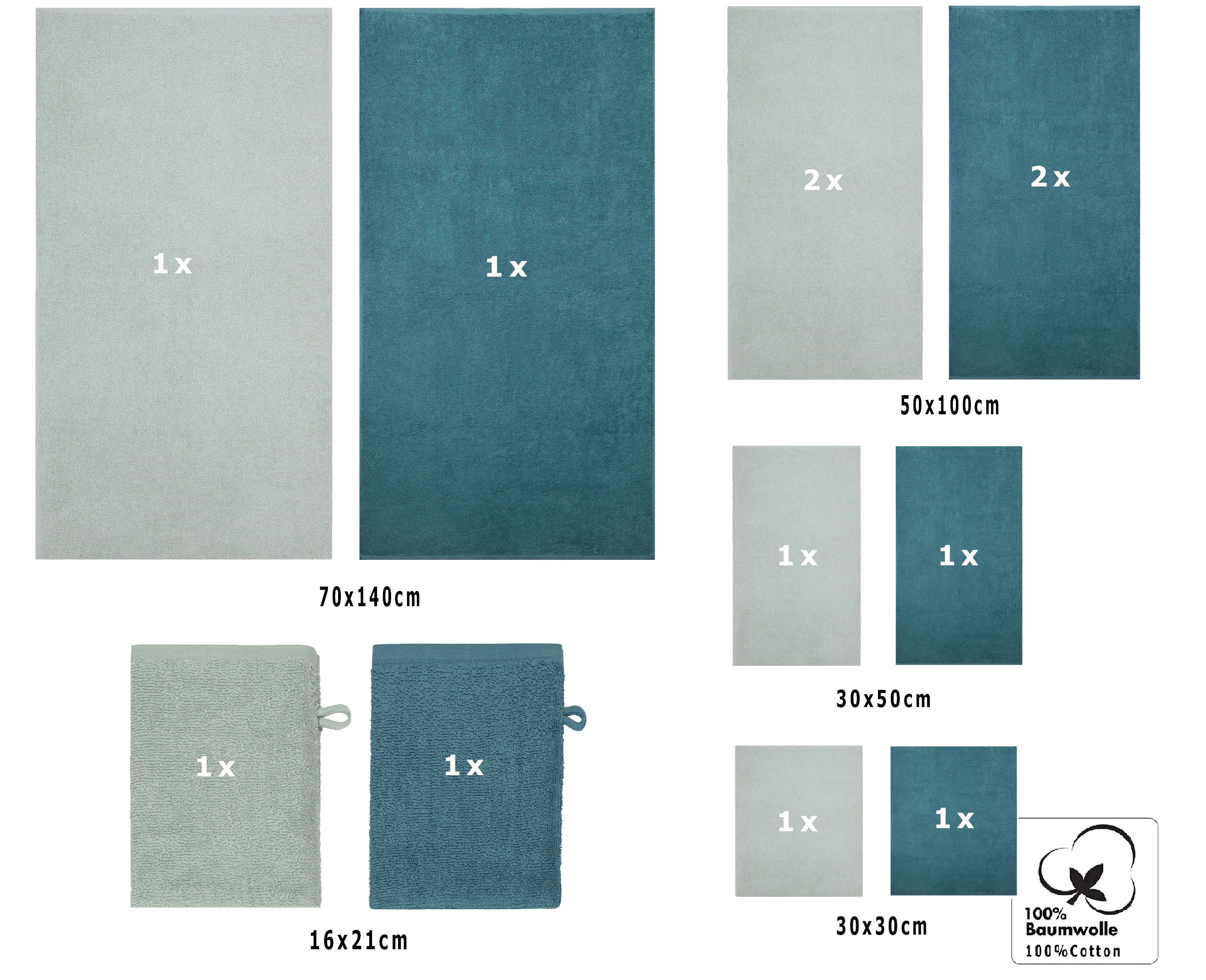 100% Set BERLIN TLG. Jade Farbe taubenblau, 12 Set Handtuch Baumwolle Betz - Handtuch