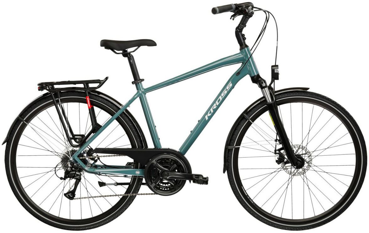 Kross Trekkingrad Herren-Trekkingrad 28" Trans 3.0 Grün 24 Gänge, 24 Gang Shimano ACERA M3020 Schaltwerk, Kettenschaltung