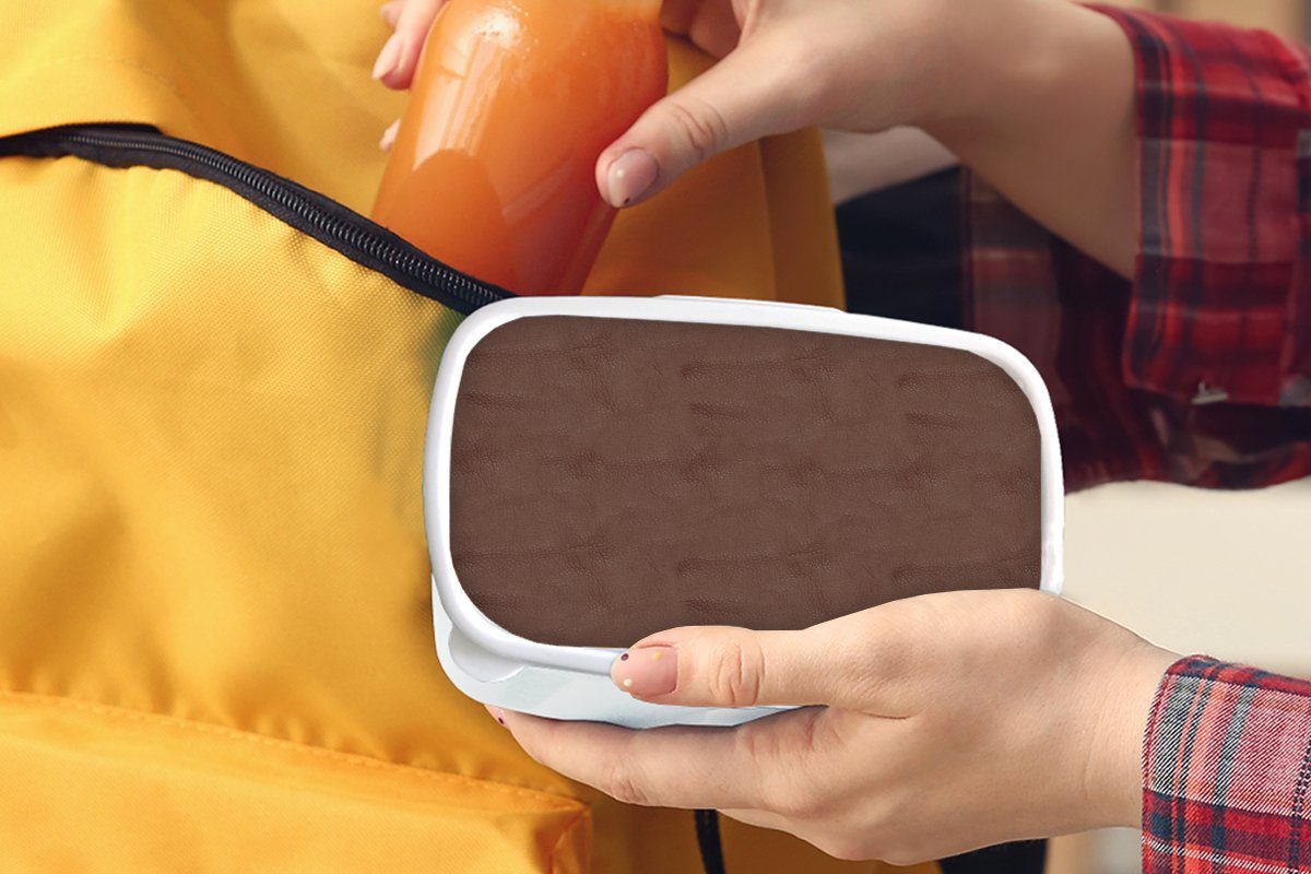 Tiere, MuchoWow Brotbox Lunchbox - Leder (2-tlg), für für Jungs Erwachsene, und und Mädchen Kunststoff, Kinder weiß Rot - Brotdose,