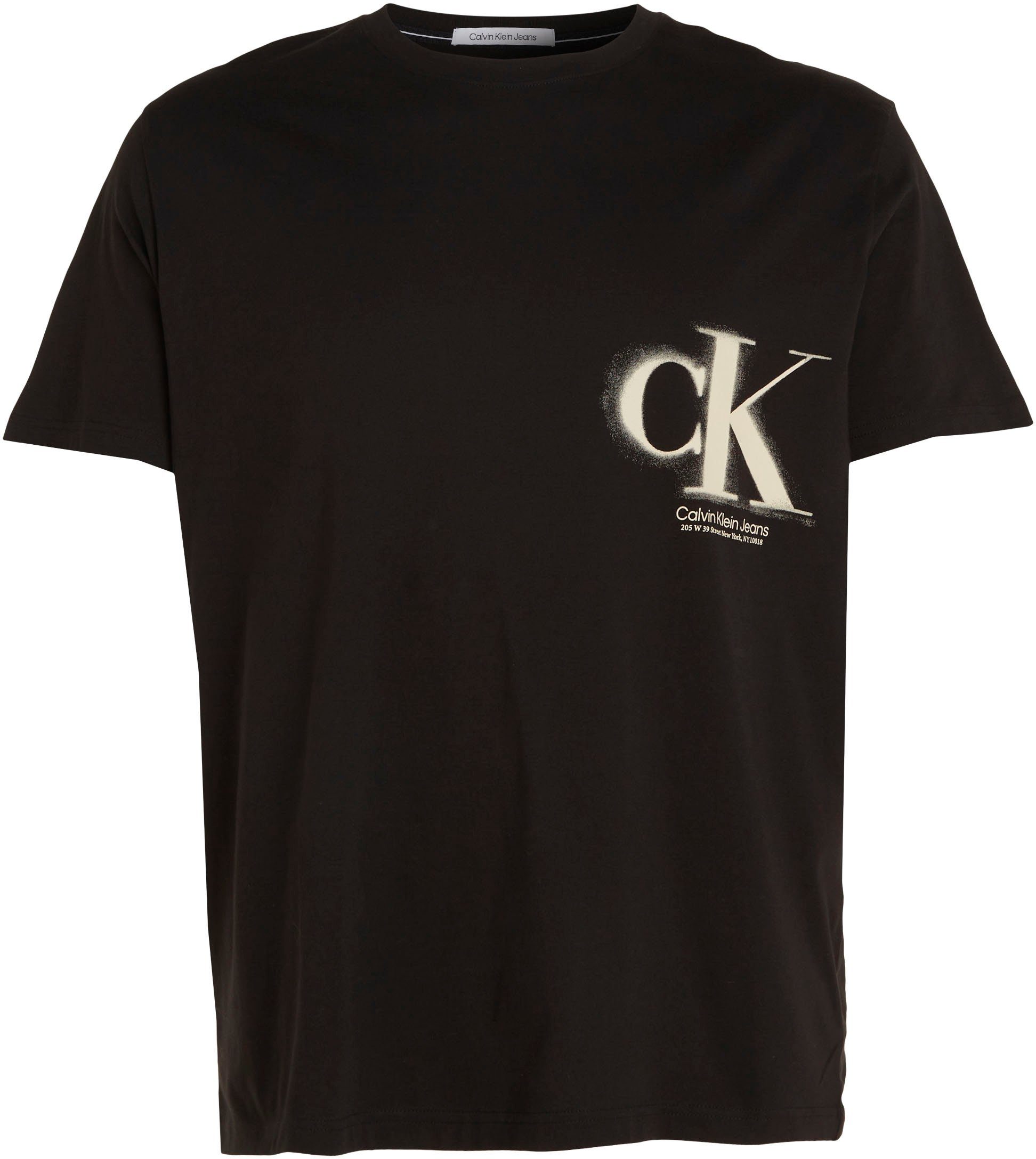 T-Shirt schwarz Rundhalsauschnitt mit Jeans Plus Klein Calvin