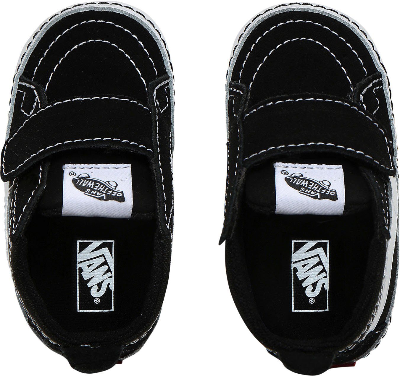SK8-Hi schwarz-weiß mit Crib Babys Klettverschluss Vans für Lauflernschuh