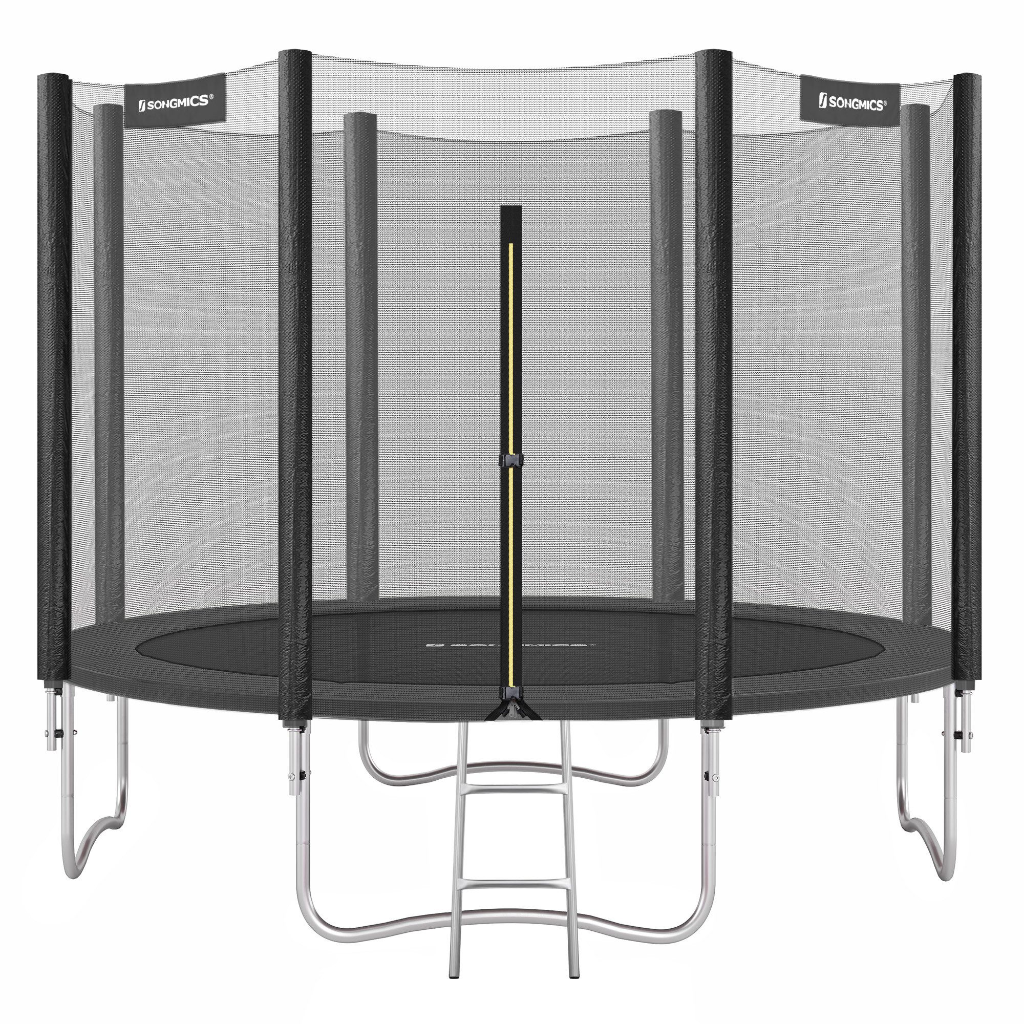 Gartentrampolin mit Randabdeckung, Sicherheitsnetz, Leiter und gepolsterten Stangen