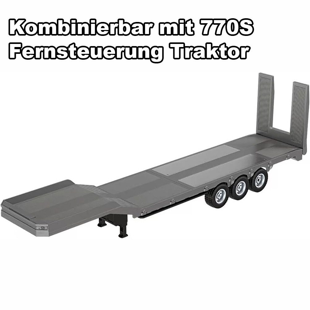 Esun RC-LKW Kunststoff-Sattel anhänger Flach Bett, für 1:18 RC Traktor LKW 770S (SET, Komplettset), Inklusive wiederaufladbarem Akku und USB-Ladekabel