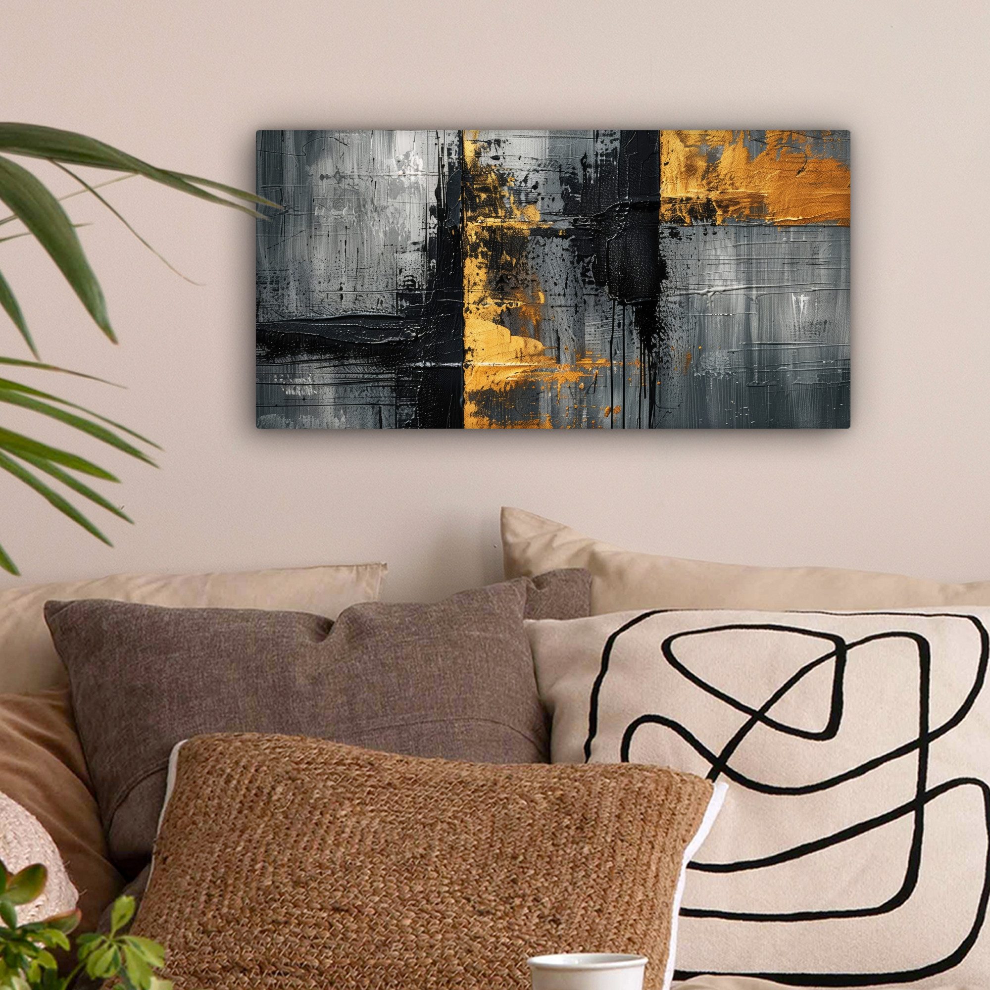 OneMillionCanvasses® Leinwandbild Panorama Modern - Gold günstig online kaufen