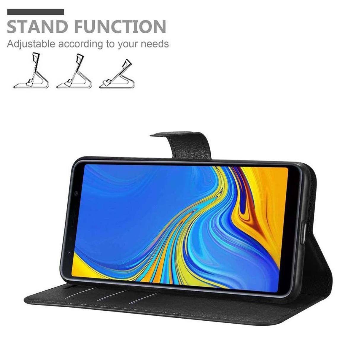 Cadorabo Handyhülle für Samsung Galaxy A7 2018 Hülle Samsung Galaxy A7 2018, Hülle Schutzhülle mit Standfunktion, Kartenfach und Magnetverschluss