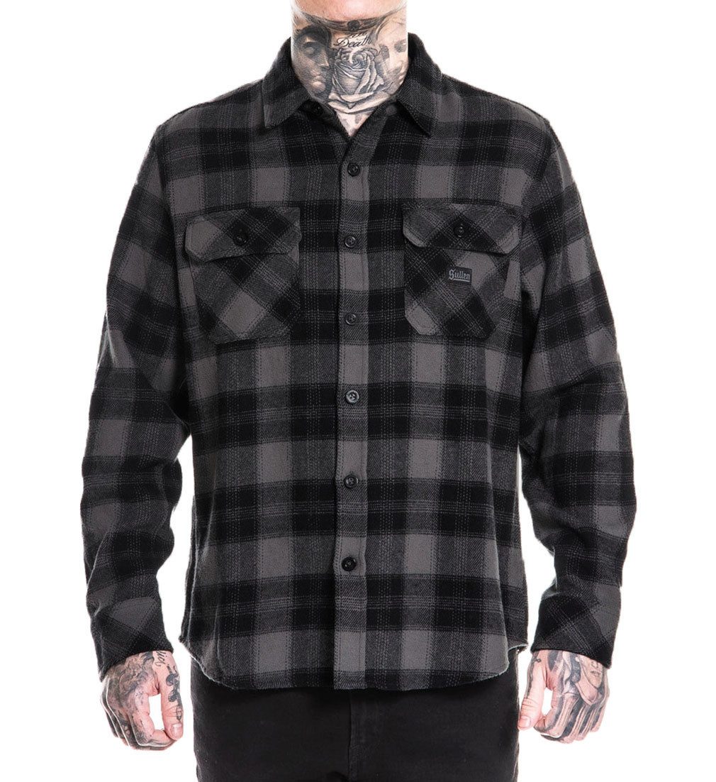Sullen Clothing Langarmhemd Diamond Flannel Shirt Holzfällerhemd Kariert Grau