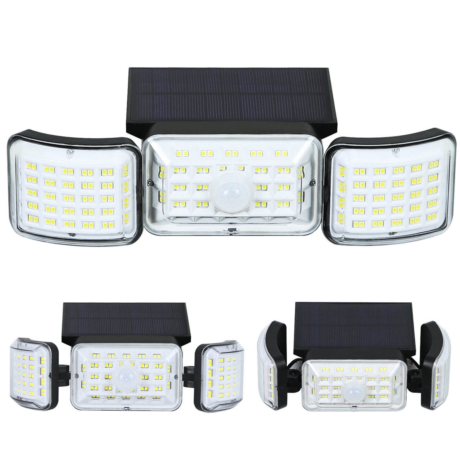 ZMH LED Solarleuchte Bewegungsmelder Garten 6000K Breit Beleuchtung Garag Zäune, LED fest integriert